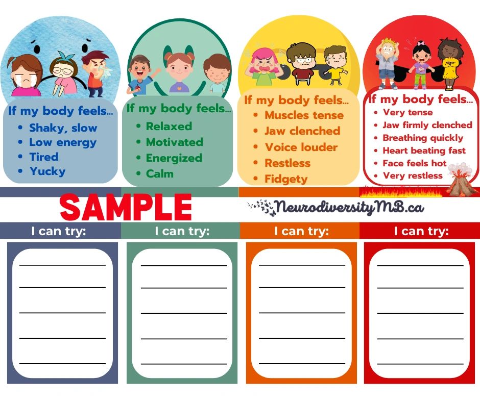 Printable alternative to the zones of regulation